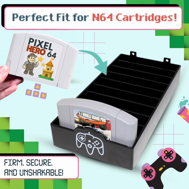 Skywin N64 Game Storage - Holder Fits and Organizes Cartridges - Simple and Stylish Design to Show Off Your Game Collection (2 Pack) - Image 2